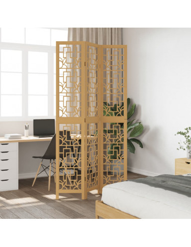 Divisorio Ambienti 3 Pannelli Marrone Scuro Massello Paulownia