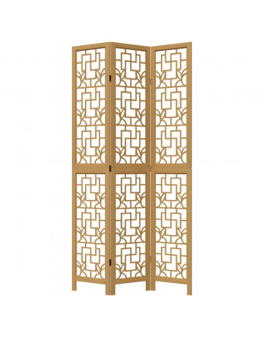 Divisorio Ambienti 3 Pannelli Marrone Scuro Massello Paulownia