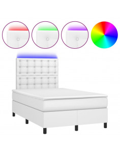 Giroletto Molle con Materasso e LED Bianco 120x200cm Similpelle 2