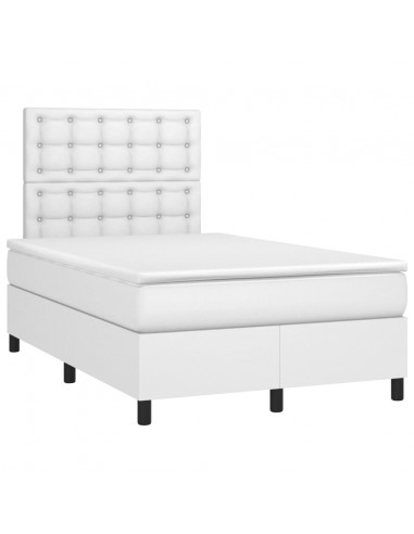 Giroletto Molle con Materasso e LED Bianco 120x200cm Similpelle