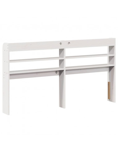 Testiera con Ripiani Bianca 150 cm in Legno Massello di Pino