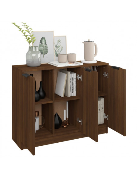Credenza Rovere Marrone 90,5x30x70 cm in Legno Multistrato