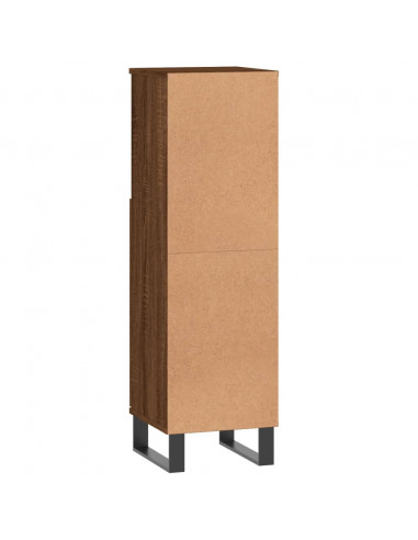 Armadietto Bagno Rovere Marrone 30x30x100 cm Legno Multistrato