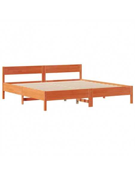 Letto Libreria senza Materasso Marrone Cera 200x200 cm in Pino