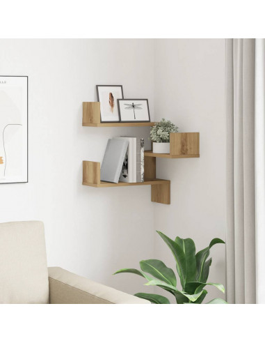 Scaffale Angolare Muro Artigianale 40x40x49,5 cm in Truciolato