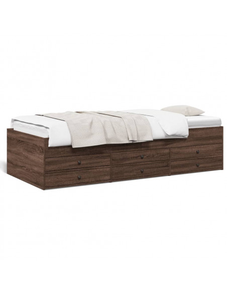 Divano Letto con Cassetti Rovere Marrone 90x190 cm Multistrato