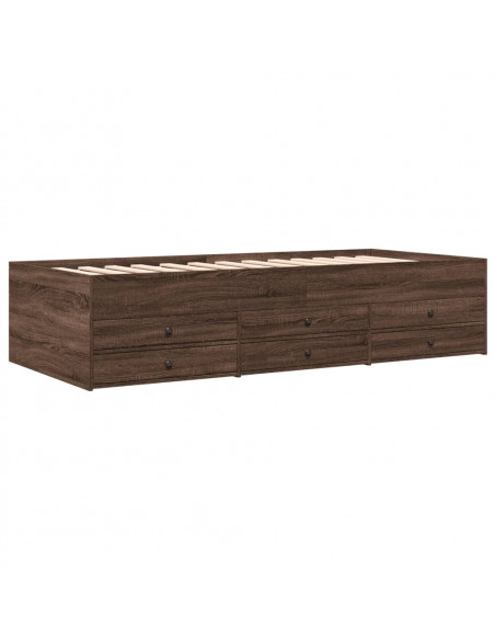 Divano Letto con Cassetti Rovere Marrone 90x190 cm Multistrato