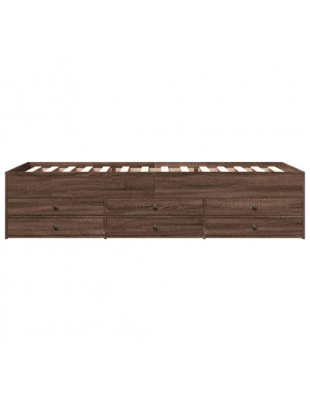 Divano Letto con Cassetti Rovere Marrone 90x190 cm Multistrato