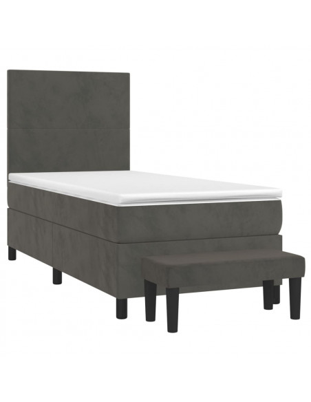Giroletto a Molle con Materasso Grigio Scuro 100x200 cm Velluto