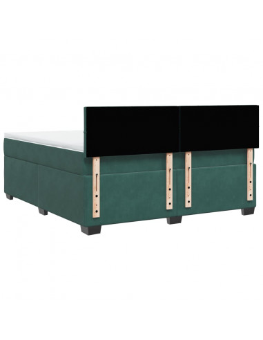 Giroletto a Molle con Materasso Verde Scuro 180x200 cm Velluto