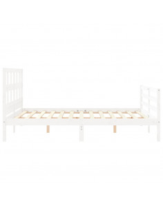 Giroletto con Testiera Bianco 160x200 cm Legno Massello 2