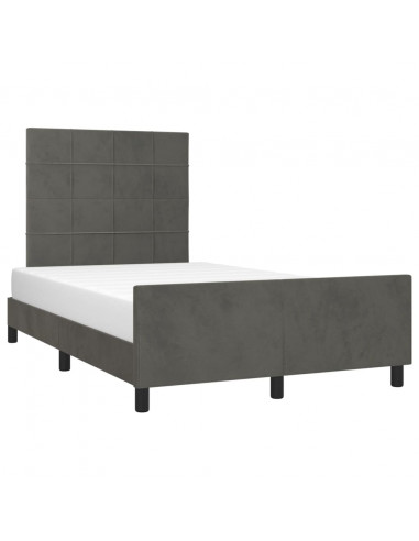 Giroletto con Testiera Grigio Scuro 120x190 cm in Velluto