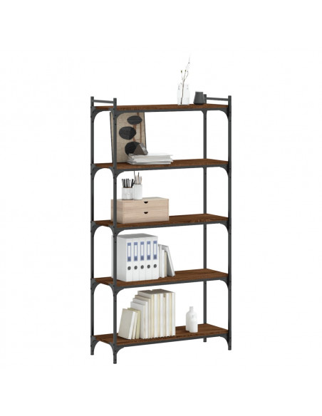 Libreria 5 Ripiani Rovere Marrone 80x30x154cm Legno Multistrato