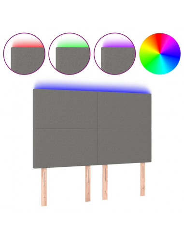 Testiera a LED GrigioScuro 144x5x118/128cm inTessuto