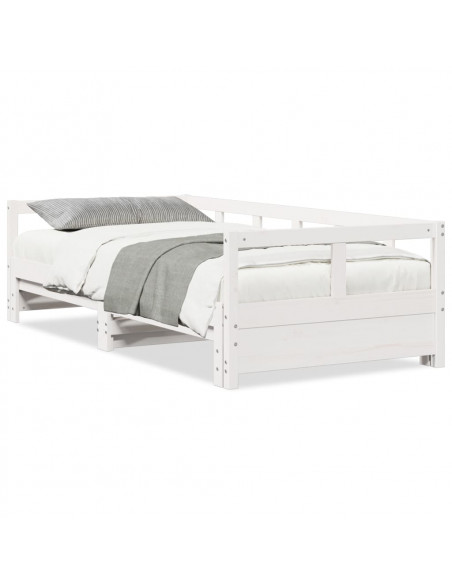 Dormeuse senza Materasso Bianca 90x190 cm Legno Massello Pino