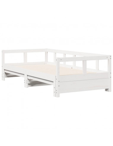 Dormeuse senza Materasso Bianca 90x190 cm Legno Massello Pino