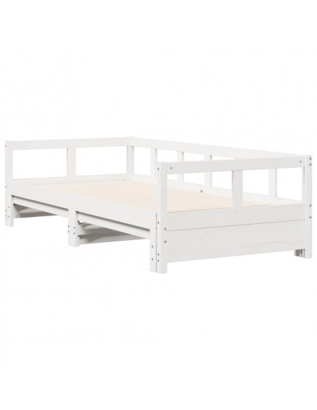 Dormeuse senza Materasso Bianca 90x190 cm Legno Massello Pino