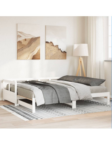 Dormeuse senza Materasso Bianca 90x190 cm Legno Massello Pino