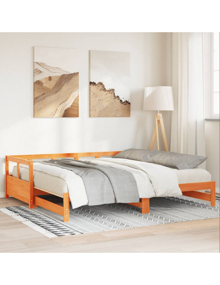 Dormeuse senza Materasso Marrone Cera 90x190 cm Legno di Pino