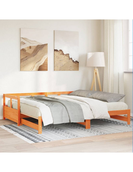 Dormeuse senza Materasso Marrone Cera 90x200 cm Legno di Pino