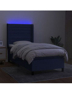 Letto a Molle con Materasso e LED Blu 80x200 cm in Tessuto 2