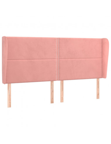 Testiera ad Orecchio Rosa 163x23x118/128 cm in Velluto