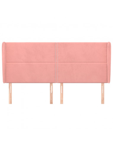 Testiera ad Orecchio Rosa 163x23x118/128 cm in Velluto