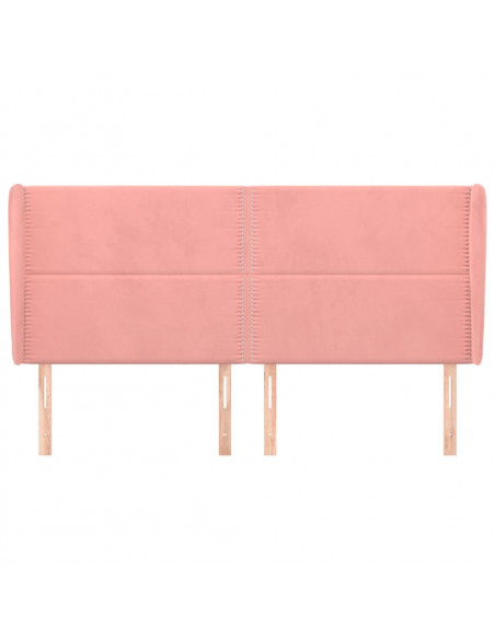 Testiera ad Orecchio Rosa 163x23x118/128 cm in Velluto