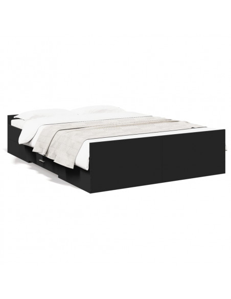 Giroletto con Cassetti Nero 120x190 cm in Legno Multistrato