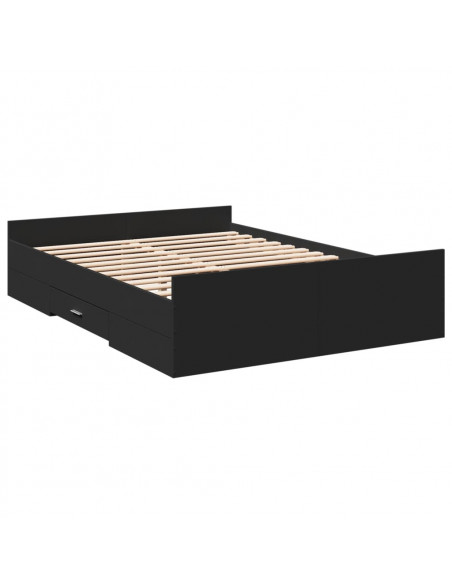 Giroletto con Cassetti Nero 120x190 cm in Legno Multistrato