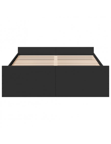 Giroletto con Cassetti Nero 120x190 cm in Legno Multistrato