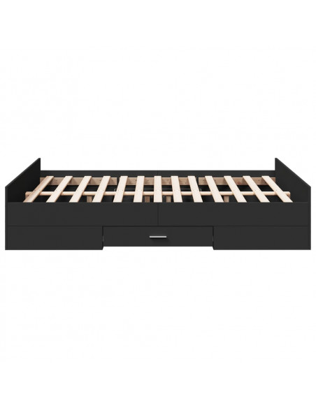 Giroletto con Cassetti Nero 120x190 cm in Legno Multistrato
