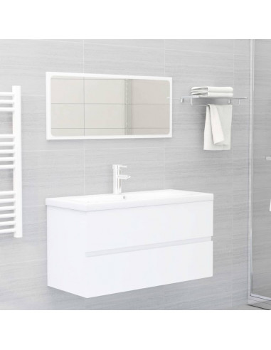 Mobile Lavabo Bianco 90x38,5x45 cm in Legno Multistrato
