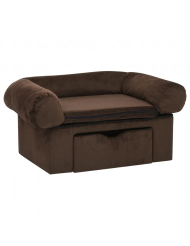 Divano per Cani con Cassetto Marrone 75x50x38 cm in Peluche