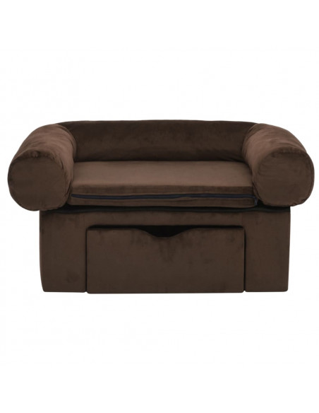 Divano per Cani con Cassetto Marrone 75x50x38 cm in Peluche