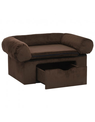 Divano per Cani con Cassetto Marrone 75x50x38 cm in Peluche