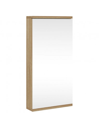 Armadietto Angolare con Specchio da Bagno Rovere 30x24x60 cm