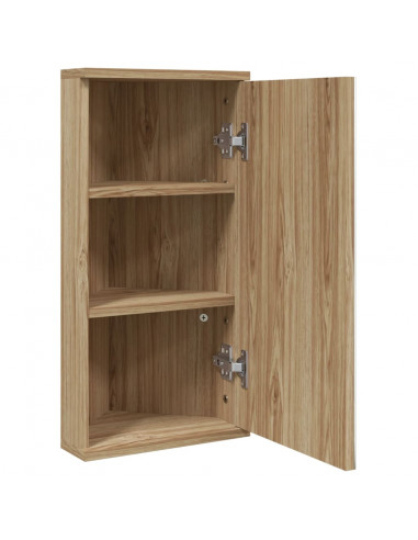Armadietto Angolare con Specchio da Bagno Rovere 30x24x60 cm