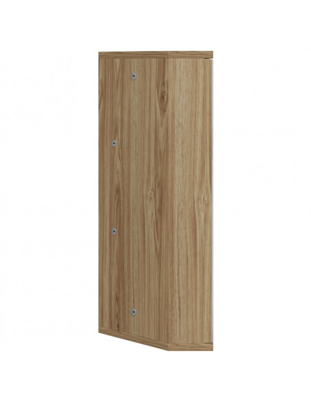 Armadietto Angolare con Specchio da Bagno Rovere 30x24x60 cm