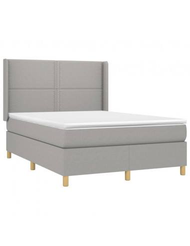Letto a Molle Materasso e LED Grigio Chiaro 140x200 cm Tessuto