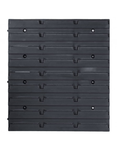 Kit Contenitori 96 pz con Pannelli a Parete Blu e Nero