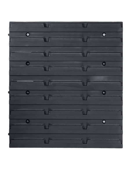 Kit Contenitori 96 pz con Pannelli a Parete Blu e Nero