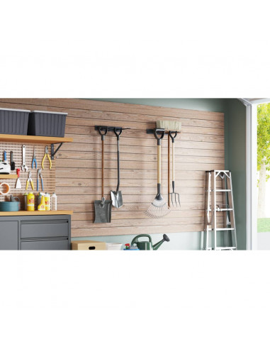 Portautensili da Giardino a Muro 2 pz Neri in Acciaio