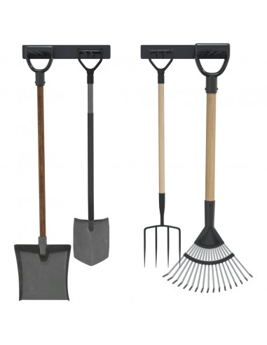 Portautensili da Giardino a Muro 2 pz Neri in Acciaio