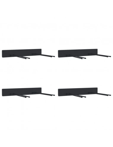 Portautensili da Giardino a Muro 4 pz Neri in Acciaio