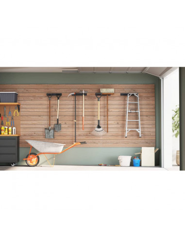 Portautensili da Giardino a Muro 4 pz Neri in Acciaio