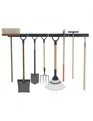 Portautensili da Giardino a Muro 4 pz Neri in Acciaio