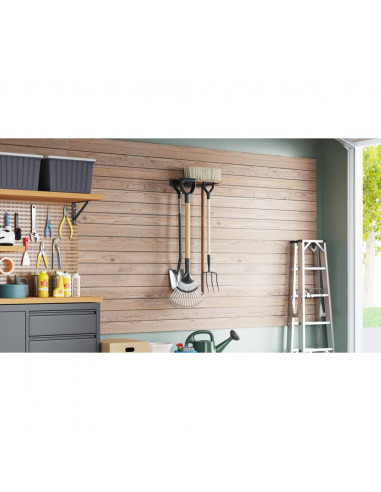 Portautensili da Giardino a Muro Nero in Acciaio