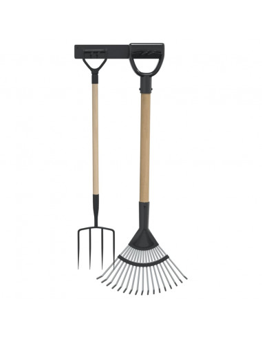 Portautensili da Giardino a Muro Nero in Acciaio