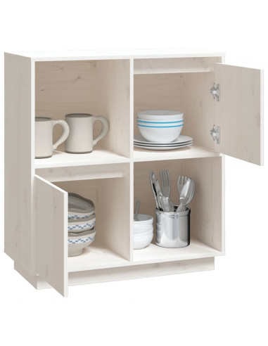 Credenza Bianca 74x35x80 cm in Legno Massello di Pino